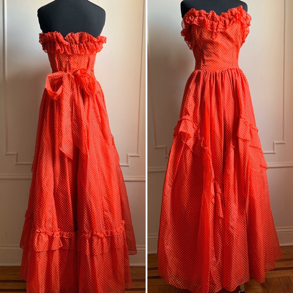 Gunne Sax By Jessica McClintock Polka Dot Gown - Picture 6 of 10